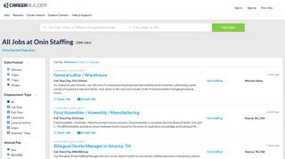 All Jobs at Onin Staffing - Apply Now | CareerBuilder