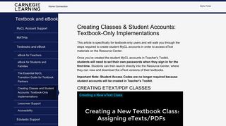 Creating Classes & Student Accounts: Textbook-Only Implementations