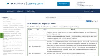 APS/Millenium/CompuPay Online - TEAM Help - TEAM Software