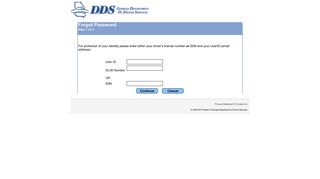DDS Internet Services - Forgot Password Step 1