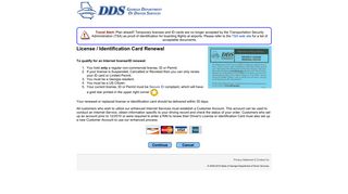 DDS Internet Services - License/ID Renewal Information