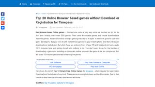 Top 20 Online Browser games without Download or Registration