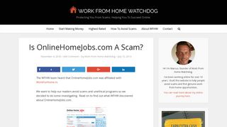 OnlineHomeJobs.com Scam | Work From Home Watchdog