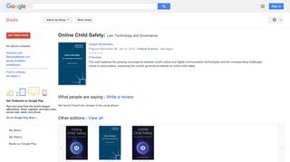 Online Child Safety: Law, Technology and Governance