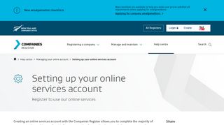 Setting up your online services account | Companies Register