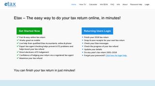 Etax - Online Tax Return 2018 - Tax Returns Are Easy At Etax.com.au