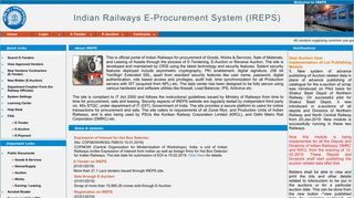 Indian Railways tenders for Goods, Works and Services