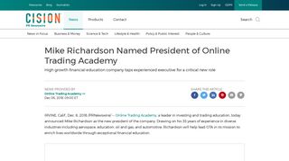 Mike Richardson Named President of Online Trading Academy