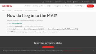 How do I log in to the MAI? | Worldpay