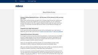 About Online Access - MBNA Canada Online Access