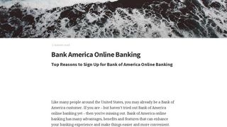 Bank America Online Banking - Top Reasons to Sign Up for Bank of ...