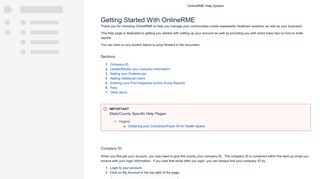 Getting Started With OnlineRME - OnlineRME - Confluence