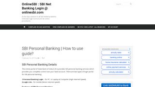 SBI Personal Banking | How to use guide? - OnlineSBI : SBI Net ...