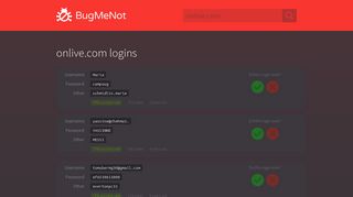 onlive.com logins - BugMeNot