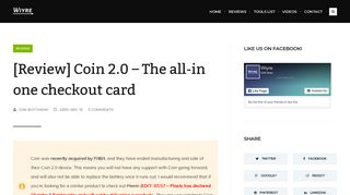 [Review] Coin 2.0 - The all-in one checkout card | Wiyre