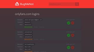 onlyfans.com passwords - BugMeNot