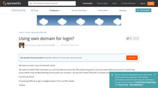Using own domain for login? - Office 365 - Spiceworks Community