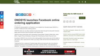 ONOSYS launches Facebook online ordering application | QSRweb