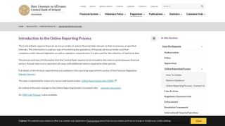 Online Reporting Process | Central Bank of Ireland