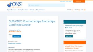 ONS/ONCC Chemotherapy Biotherapy Certificate Course | ONS