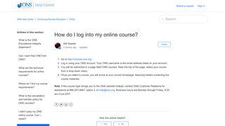 How do I log into my online course? – ONS Help Center
