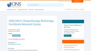 ONS/ONCC Chemotherapy Biotherapy Certificate Renewal Course ...