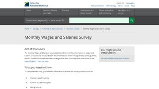Monthly Wages and Salaries Survey - Office for National Statistics