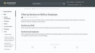 Quinyx User Manual and FAQs - Filter by Section on Shift or Employee