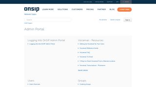 Admin Portal – OnSIP Support