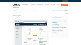 Dashboard – OnSIP Support