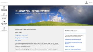 Site Help and Troubleshooting - Owner Center