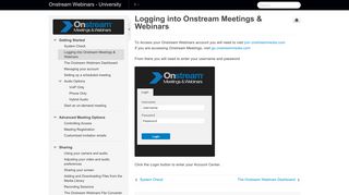 Logging into Onstream Meetings & Webinars - Manula.com