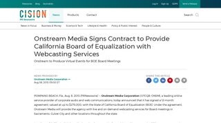 Onstream Media Signs Contract to Provide California Board of ...