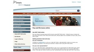 Pay and file taxes online using ONT-TAXS online - Ontario