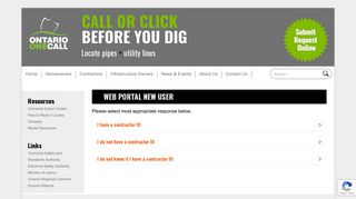 Web Portal New User - Ontario One Call