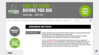 Homeowners Web Portal - Ontario One Call