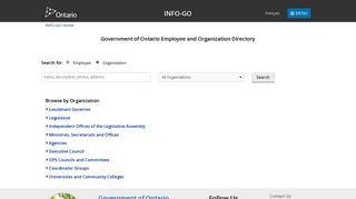 INFO-GO | Government of Ontario Employee and Organization Directory