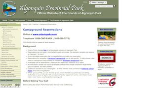 Campground Reservations | Algonquin Provincial Park | The Friends ...
