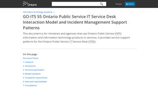 GO-ITS 55 Ontario Public Service IT Service Desk Interaction Model ...