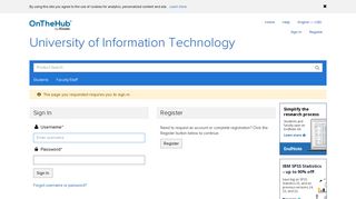 Sign In | University of Information Technology | Academic ... - OnTheHub