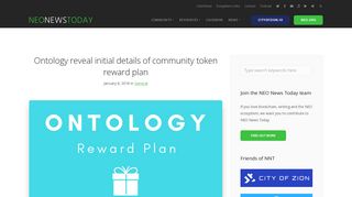 Ontology reveal community token reward plan - NEO News Today