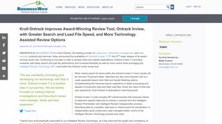 Kroll Ontrack Improves Award-Winning Review Tool, Ontrack Inview ...