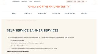 Self-Service Banner Services | Ohio Northern University