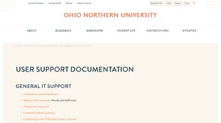 User Support Documentation | Ohio Northern University