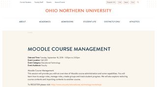 Moodle Course Management | Ohio Northern University