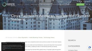 Onyx Payments Acquires Worldwide Payment Systems - Onyx
