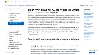 Boot Windows to Audit Mode or OOBE | Microsoft Docs