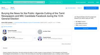 (PDF) Burying the News for the Public: Agenda Cutting of the Tamil ...