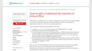 How to add a traditional fax machine to Ooma Office - Ooma Support