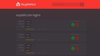 oops69.com passwords - BugMeNot
